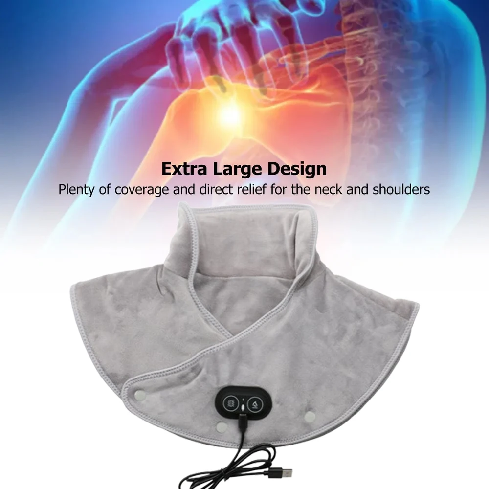 Electric Heating Shoulder Neck Pad Cervical Wrap Three Gear Thermal Compress Massager Vibration Shawl Warm Back Tool Relax Brace