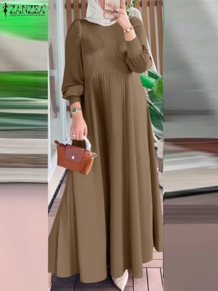 Women Elegant Long Sleeve Muslim Dress IsIamic Robe Eid Mubarek Sundress Turkey Abaya Kaftan Maxi Long Vestidos Oversize
